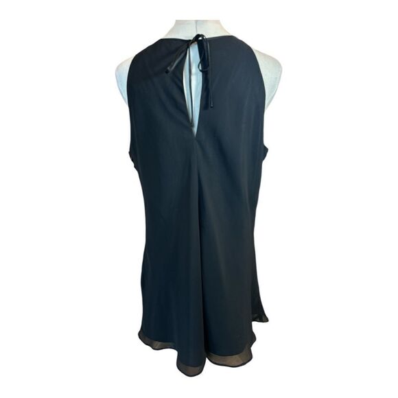 R&M Richards Black Evening Top Size 14 Sequined Sleeveless Chiffon Satin Top - Picture 3 of 16